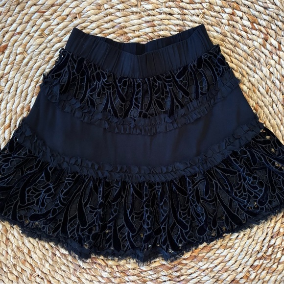 Alexis Elegant Black Velvet Lace Mini Skirt